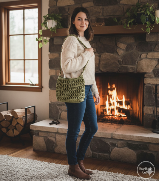 Green Luxe Hand-Crocheted Bag