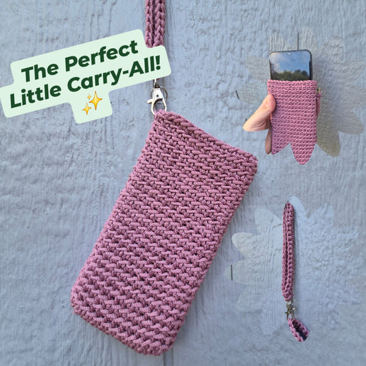 The Macra-Poly Stitch Phone Wristlet – Dusty Rose