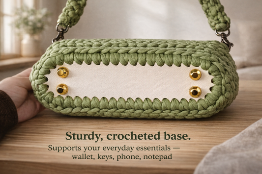 Evergreen Crochet Medium Shoulder Bag – Handmade T-Shirt Yarn Purse