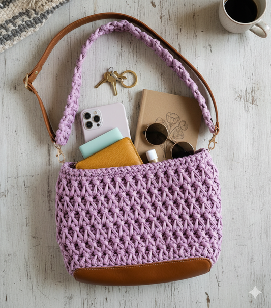 Lavender Luxe Hand-Crocheted Bag